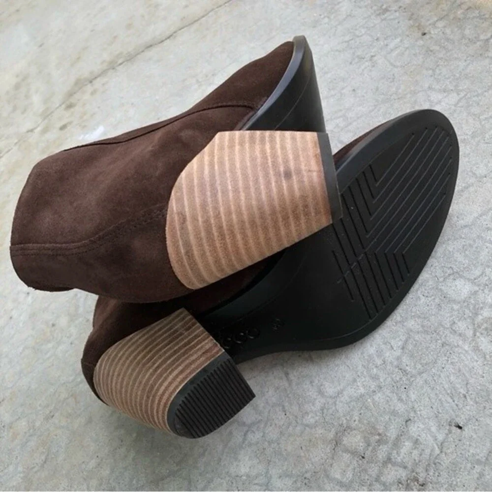 Ecco Brown Suede Ankle Boots Booties Waterproof Hydromax Heeled Euro 38